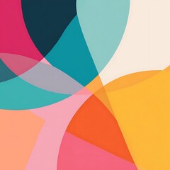 Obraz premium Modern, minimalist abstract background with overlapping, translucent geometric shapes in a vibrant color palette.