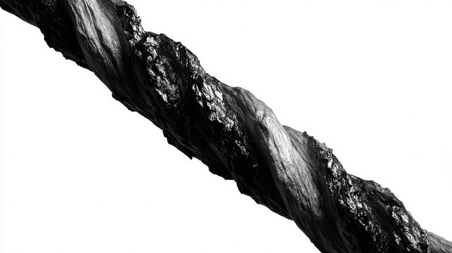 An abstract representation of a twisting black surface against a minimalistic white background, this image can be utilized in modern art presentations, website designs, or promotional materials,