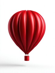 Obraz premium A vibrant red hot air balloon appears against a clean white background, perfect for travel or adventure-themed projects, promotional materials, or as a symbol of freedom and exploration,