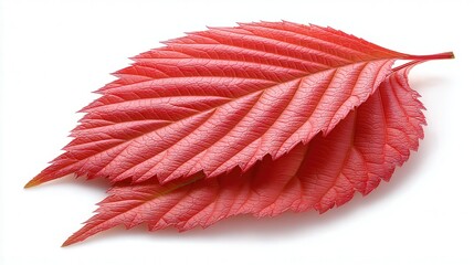 Vibrant red leaves layered together, showcasing intricate textures and patterns, ideal for design projects, nature-themed artwork, or environmental campaigns
