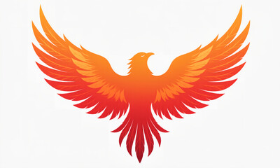 Fototapeta premium Fiery Phoenix Vector Illustration with Wings Spread on Clean White Background