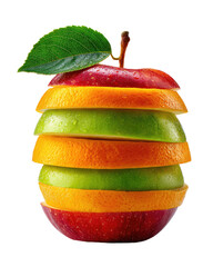 Stacked fruit slices, apple and citrus, vibrant colors