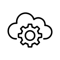 Cloud computing and technology gear icon symbolizing data processing and digital services