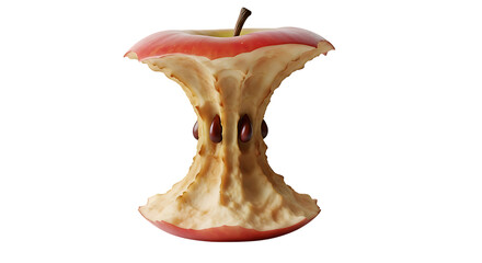 Apple core with seeds on black background fruit food