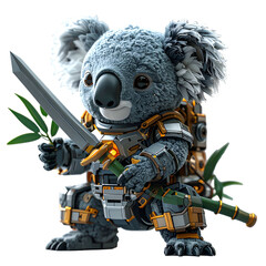 Koala warrior with sword and armor