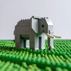 Lego elephant toy on green background