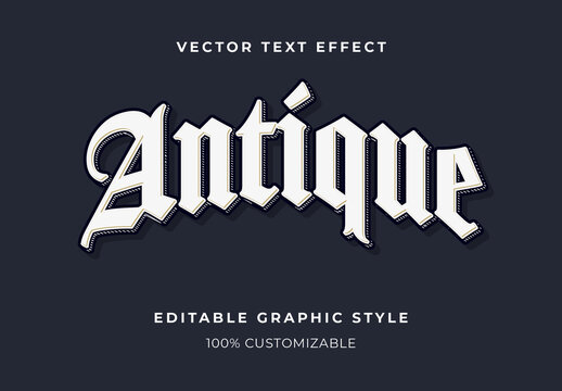 White And Black Victorian Filigree Shadow Type Text Effect Antique Gothic Font