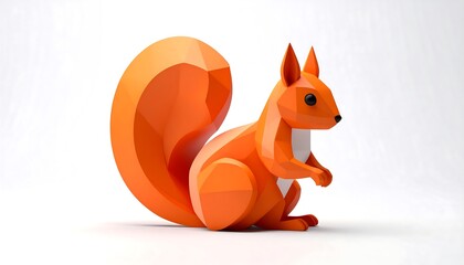 Obraz premium Orange polygonal squirrel on white background