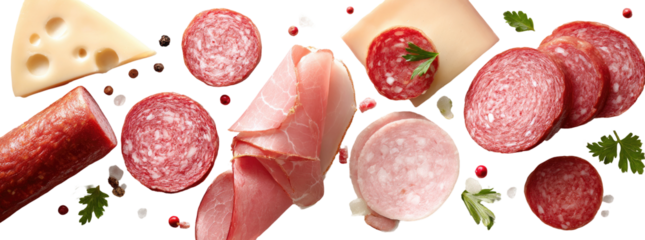 Assorted sliced meats and cheese
