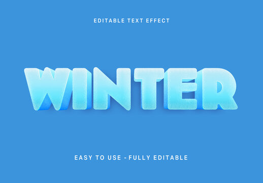 Blue And White Frosted Ice Christmas Text Effect Frozen Snow 3D Font