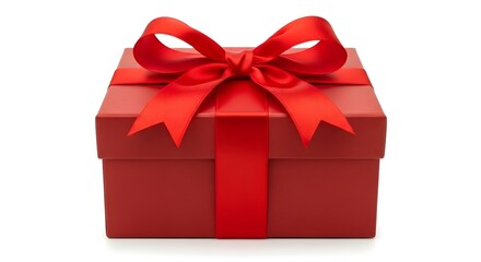 Fototapeta premium Red Gift Box with Red Ribbon Bow.