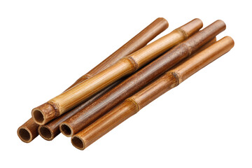 A cluster of light brown bamboo drinking straws