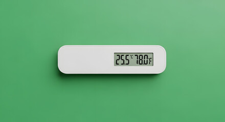 A white digital thermometer displaying 25.5 degrees Celsius and 78.0 degrees Fahrenheit on a green background.