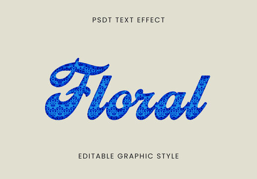 Blue Embroidery Chainstitch Floral Text Effect Pattern Script Font