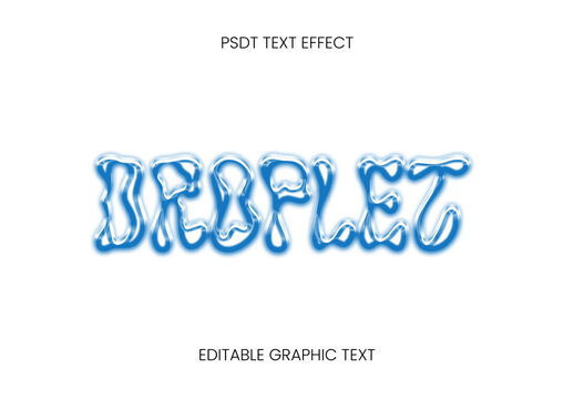 Blue Rainy Storm Water Drop Text Effect Liquid Glossy Font