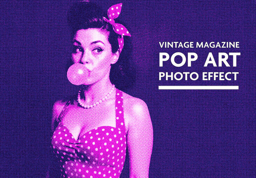 Purple And Pink Vintage Magazine Pop Art Duotones Photo Effect