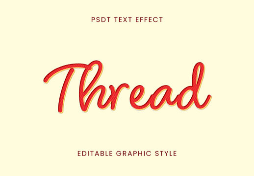 Red Embroidery Chainstitch Vintage Patch Text Effect Cursive Font