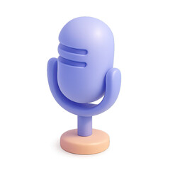 Vibrant 3D rendered purple microphone icon, glowing softly, perfect for podcasting, audio recording, broadcasting, and voice-over projects. A modern, minimalist, and cute digital asset for sound and m