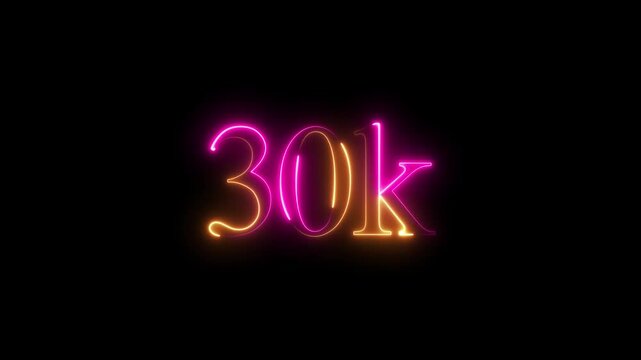 30k subscriber icon effect animation on black background.4k video