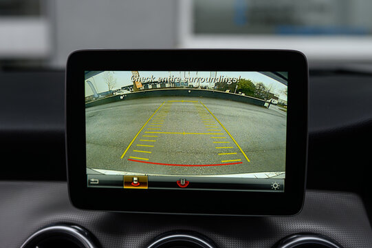 Reverse Camera Feed Displayed on Modern Car Screen