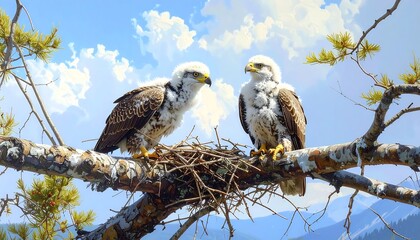 Two Baby Eagles Nest