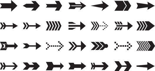 Modern vector arrow shapes and directional pointers set designed for creative navigation, movement, and workflow illustrations in professional graphic projects