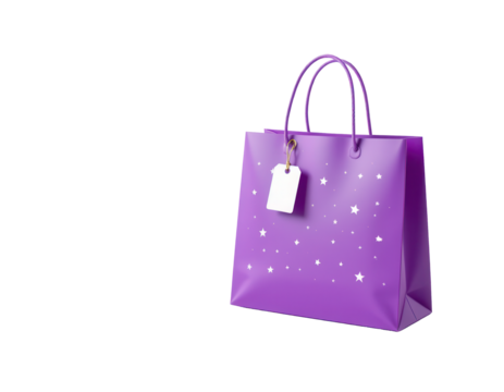 Purple Shopping Bag with Stars and Tag Design for Retail Use