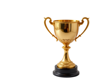 Golden Trophy Award on Black Base for Achievement Ceremony - Powered by Adobe