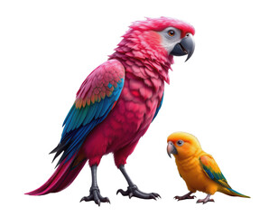 Fototapeta premium Colorful Parrots Standing Together Against a Transparent background