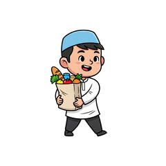 Muslim Boy Carrying Books