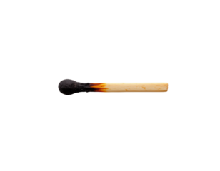 Single Burnt Matchstick Isolated on Transparent background for Concept Art