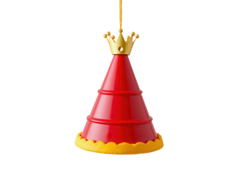 Bright Red Party Hat with Gold Crown for Festive Celebrations