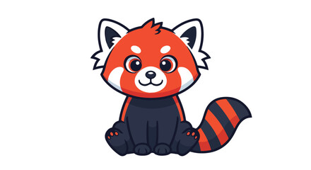 Delightful red panda cub illustration with a playful expression, set against a pristine white background for visual impact