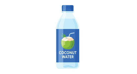 Illustration presenting fresh coconut water in a bottle for refreshing hydration offering a healthy beverage suitable during hot weather or exercise