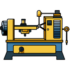 Lathe Machine Vector Illustration | Metalworking and Engineering Equipment Icon