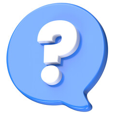 3D blue chat bubble white question mark illustration