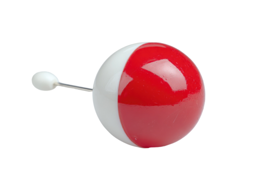 Fishing bobber, round, red and white
