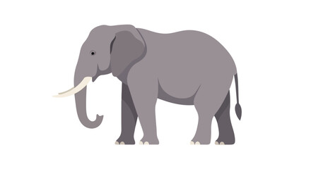 Naklejka premium Stylized Elephant Illustration on White Background, Ideal for Educational and Creative Projects, Wildlife Representation