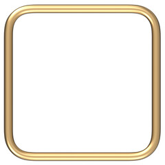 3D golden square frame border geometric outline icon design