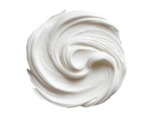 Creamy, swirled white substance in a circular pattern