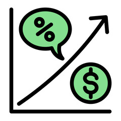 Financial Increase Expansion Progress icon from the Financial Projection icon collection (Glyph Color Lineal Style)