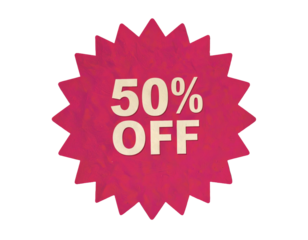 Simple Starburst Half Price Sticker White Background