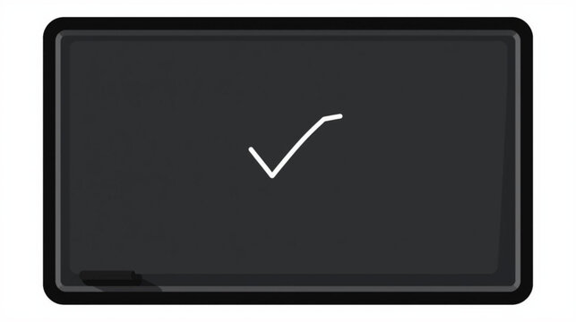 Icon of a correct symbol or checkmark drawn with white chalk on a slate blackboard, representing the concept of achieving goals, completion, and positive results