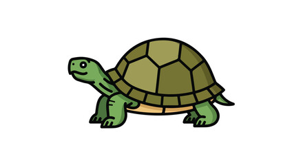 Cartoon depiction of a turtle, showcasing its distinctive shell pattern and reptilian features in a whimsical style illustration