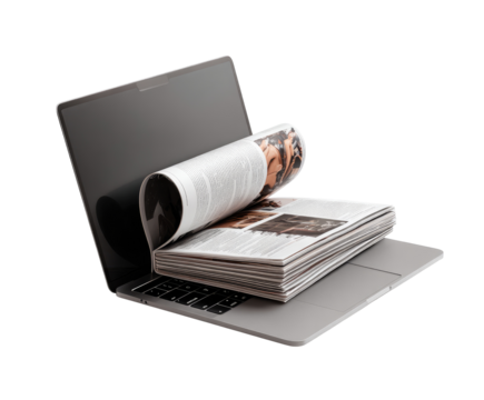 Laptop with open magazine