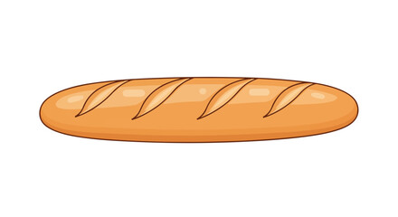 Crispy Baguette Loaf Illustration: A Culinary Delight Portraying Freshly Baked French Bread with Crusty Texture and Elongated Shape, Isolated on