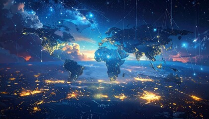 Global interconnectedness through a network of light connections illuminating earth