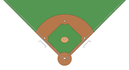 Overhead View of a Baseball Field Diamond Illustrating the Geometry and Layout for Sporting Graphics and Illustrations