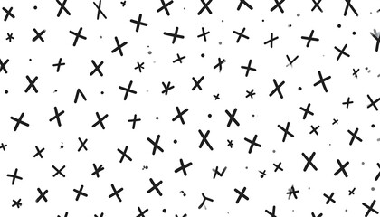 Abstract pattern of black Xs and plus signs on white background