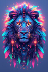 Fototapeta premium lion head on black background